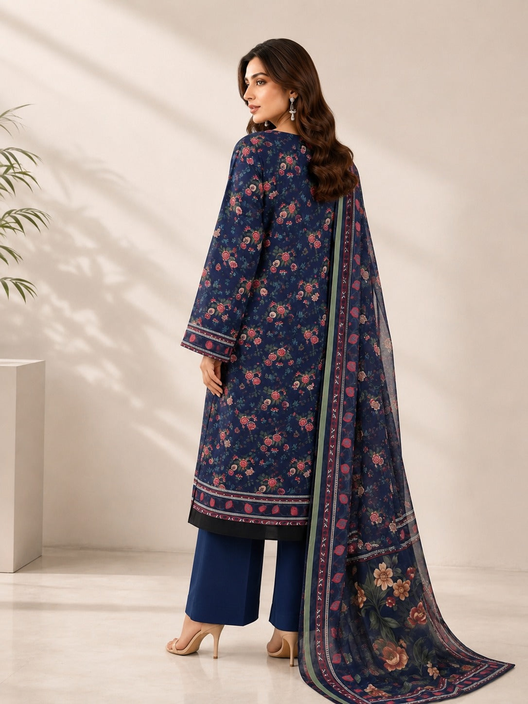 Midnight Rose 3-Piece Unstitched Printed Lawn Suit