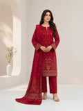 Lagaria Maroon Jacquard Brochia Printed 3-Piece Unstitched Suit
