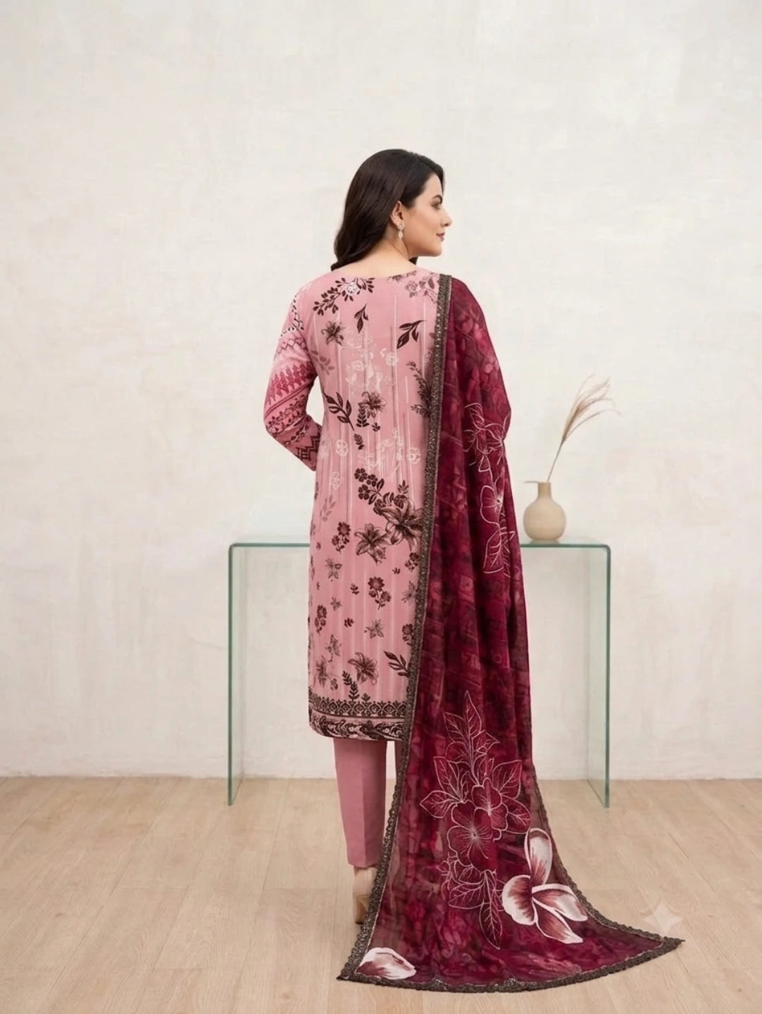 Rosewood Bloom –   Banadora Embroidered Lawn