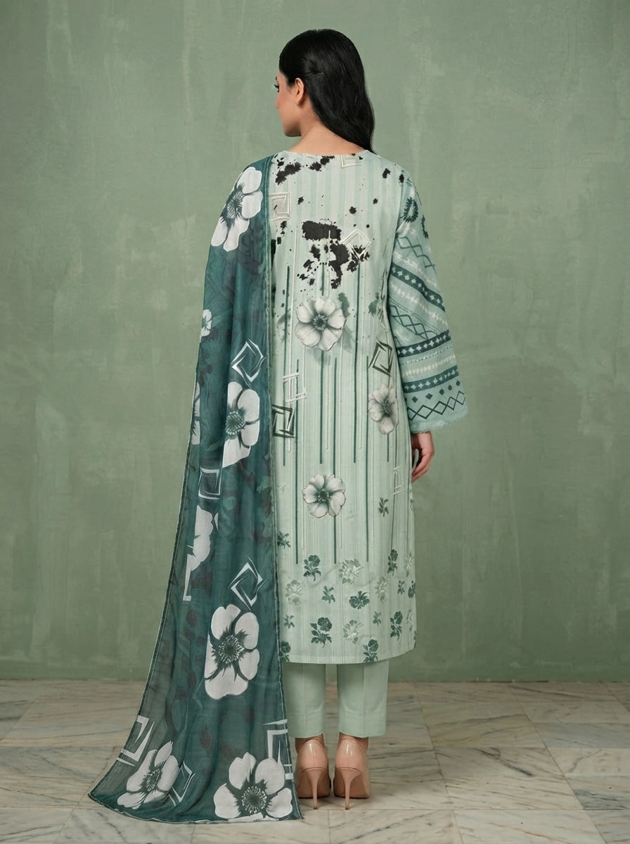 Sage Serenity –  Banadora Embroidered Lawn