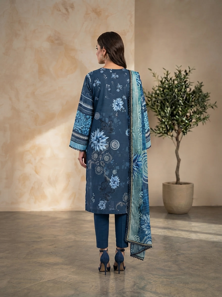 Azure Bloom – Banadora Embroidered Lawn