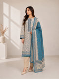 Sky Blue Floral Printed Banadora Linen 3PC Unstitched Suit