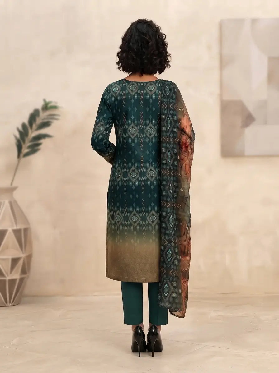 Emerald Blossom –   Printed Lawn with Front Embroidery