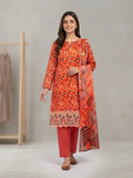 Coral Blossom – Printed Lawn with Bottom Patch