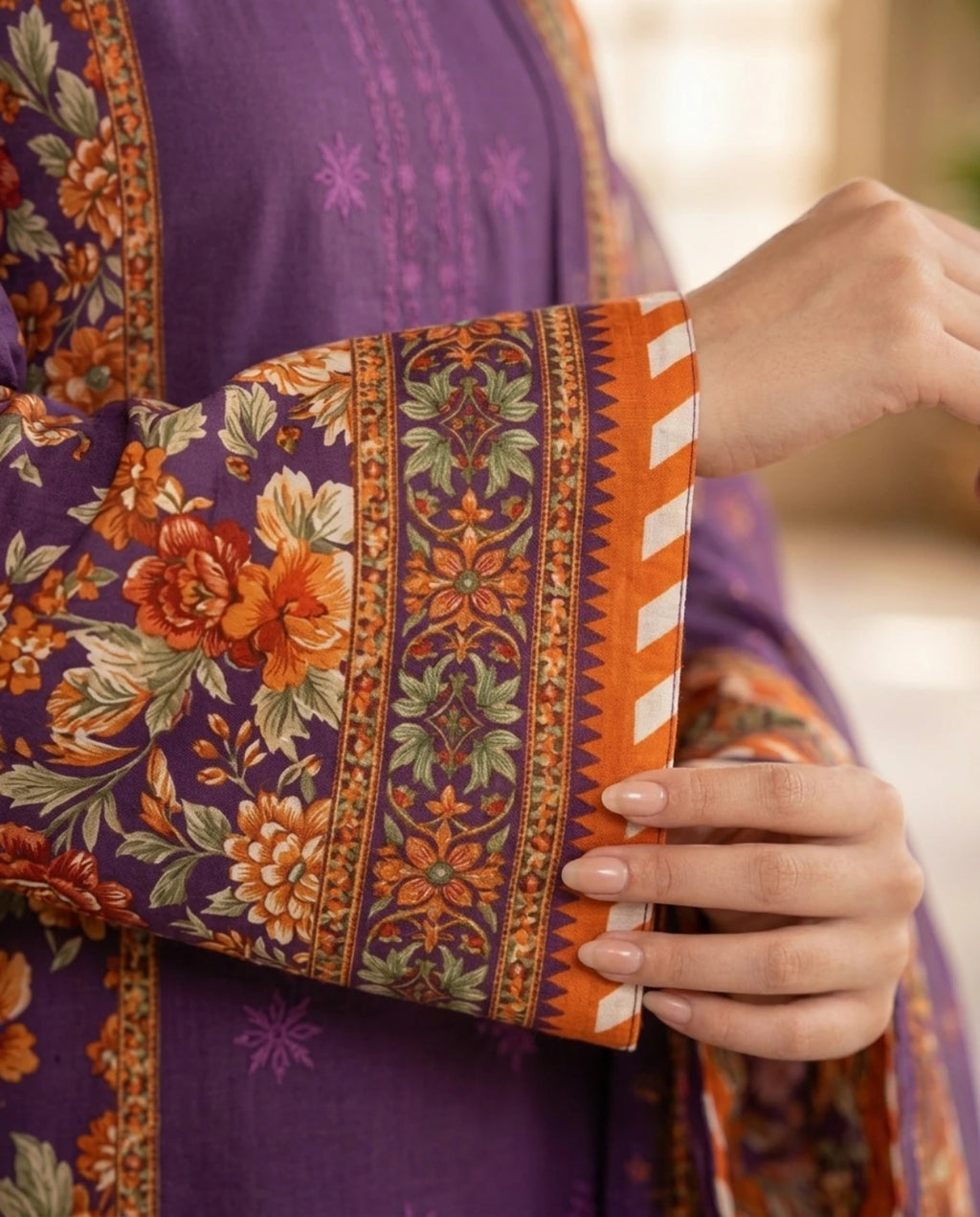 Purple Blossom –   Premium Embroidered Lawn