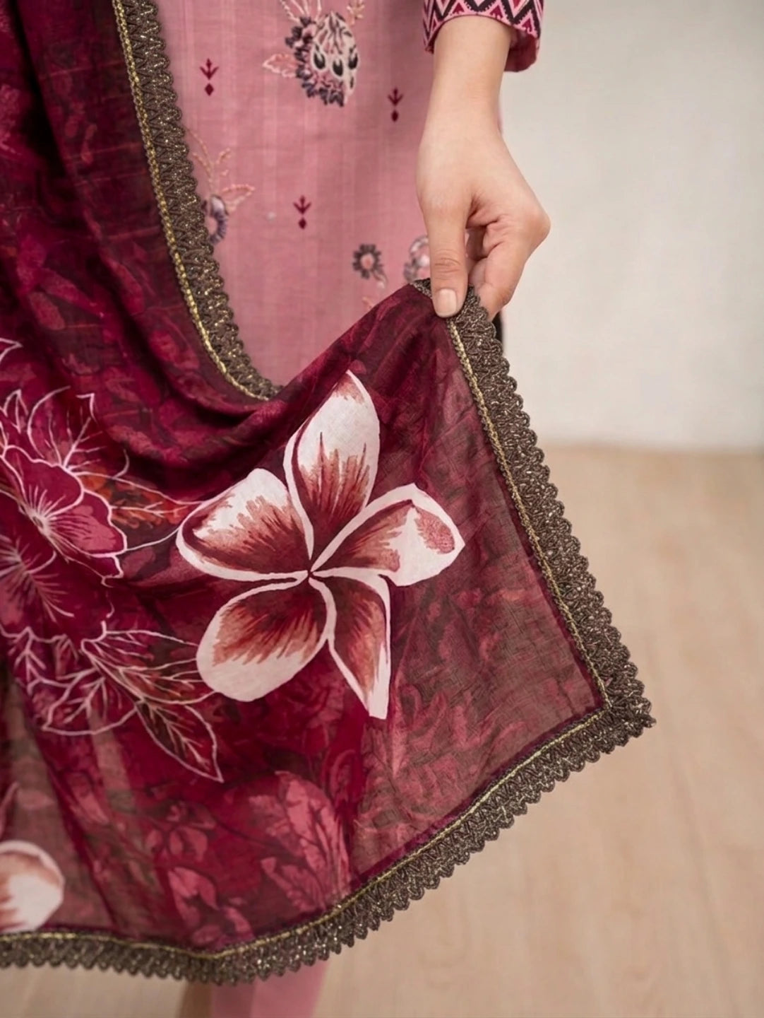 Rosewood Bloom –   Banadora Embroidered Lawn