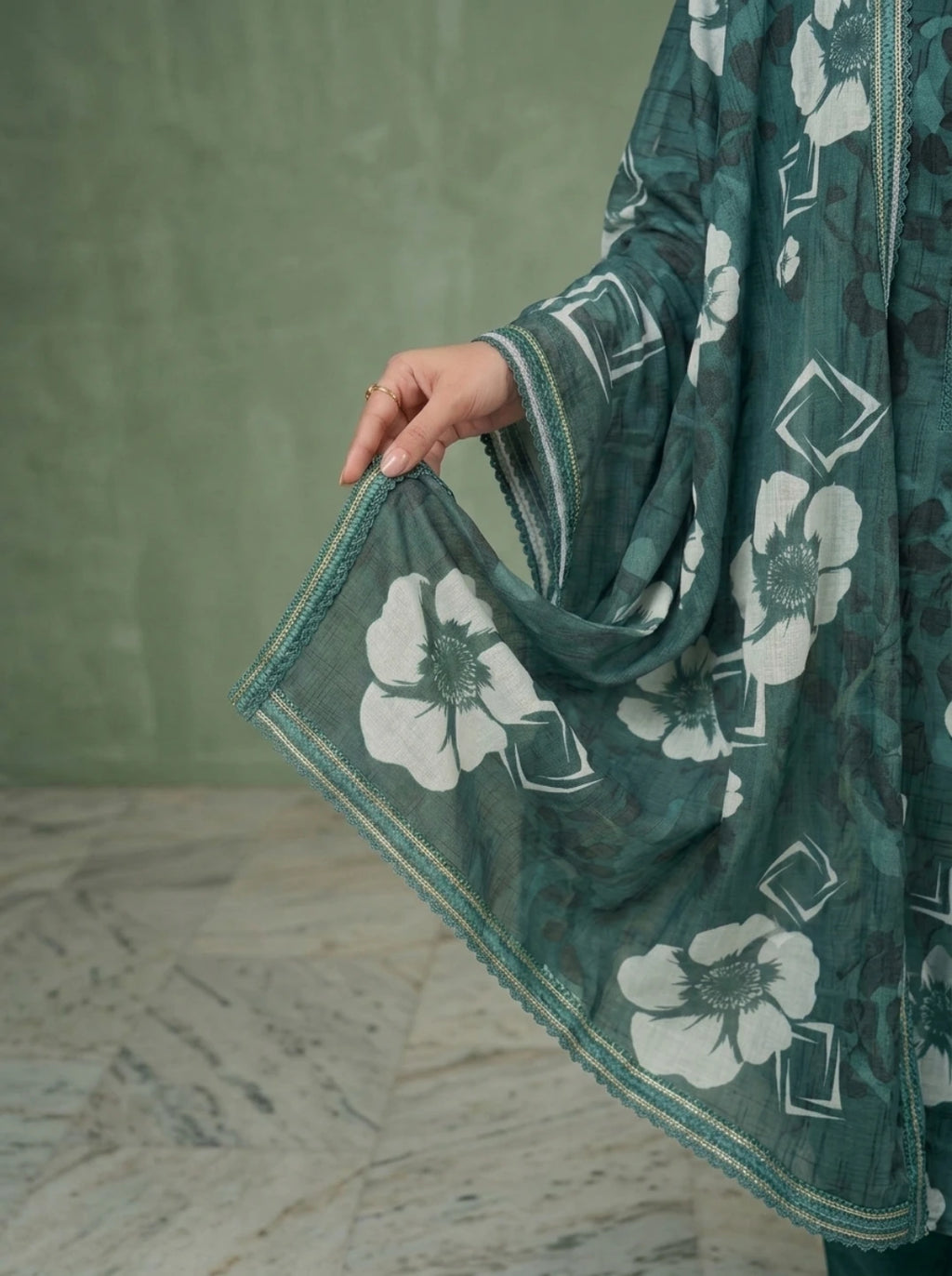Sage Serenity –  Banadora Embroidered Lawn