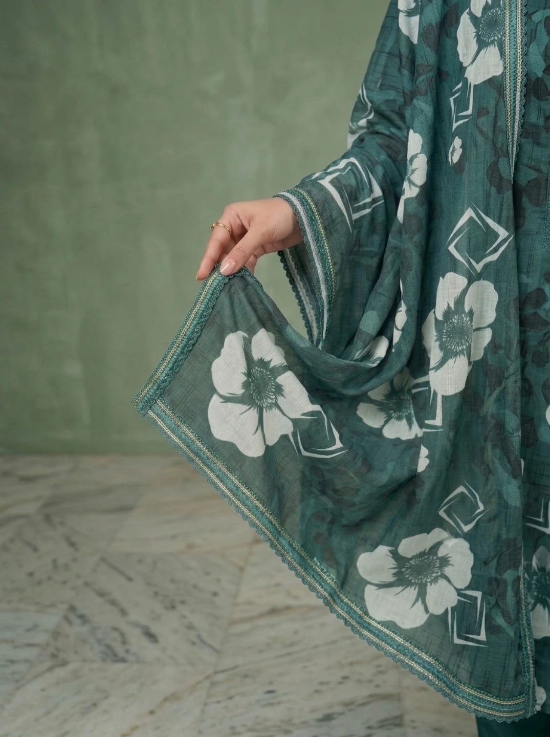 Sage Serenity –  Banadora Embroidered Lawn