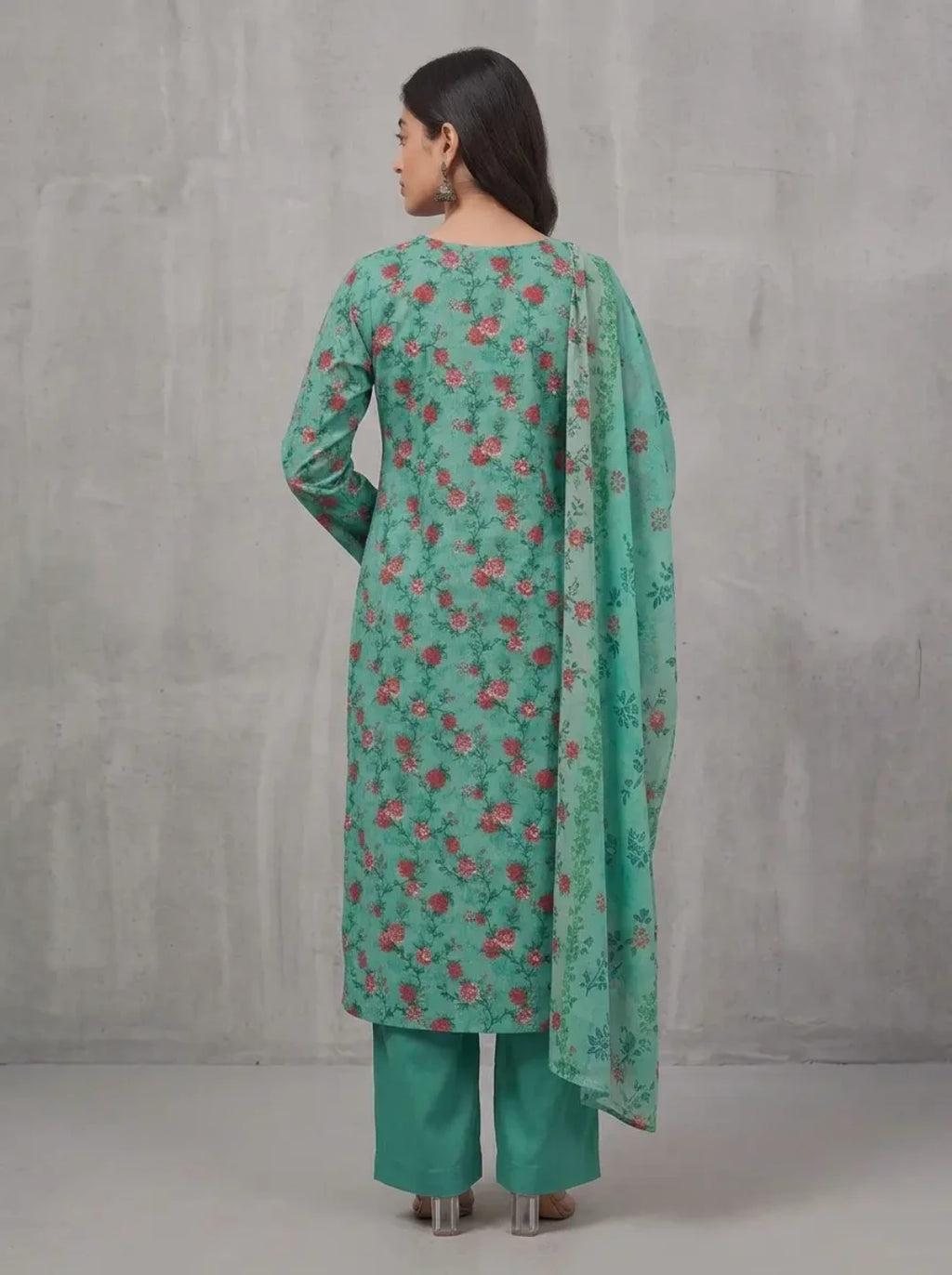 Mint Rose – Printed Lawn with Bottom Patch