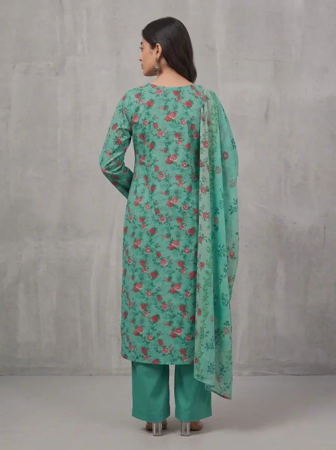 Mint Rose – Printed Lawn with Bottom Patch