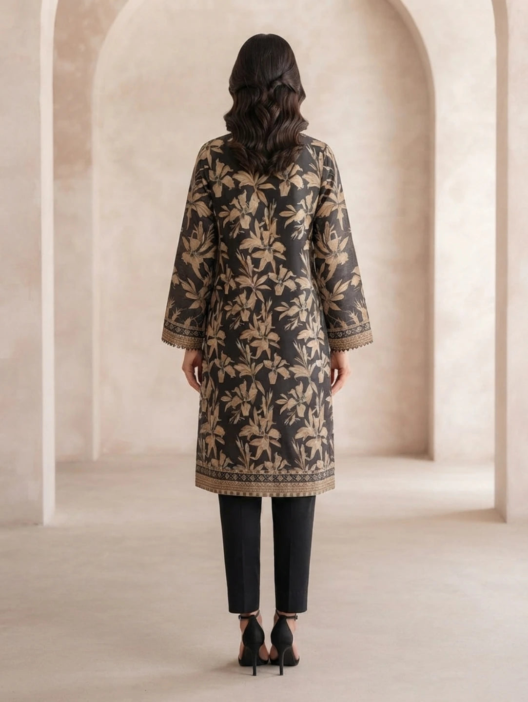 Midnight Elegance –  Premium Embroidered Lawn