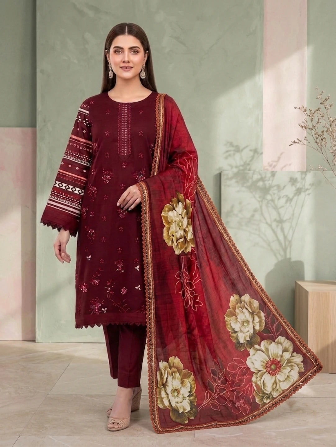 Rustic Rose –  Banadora Embroidered Lawn