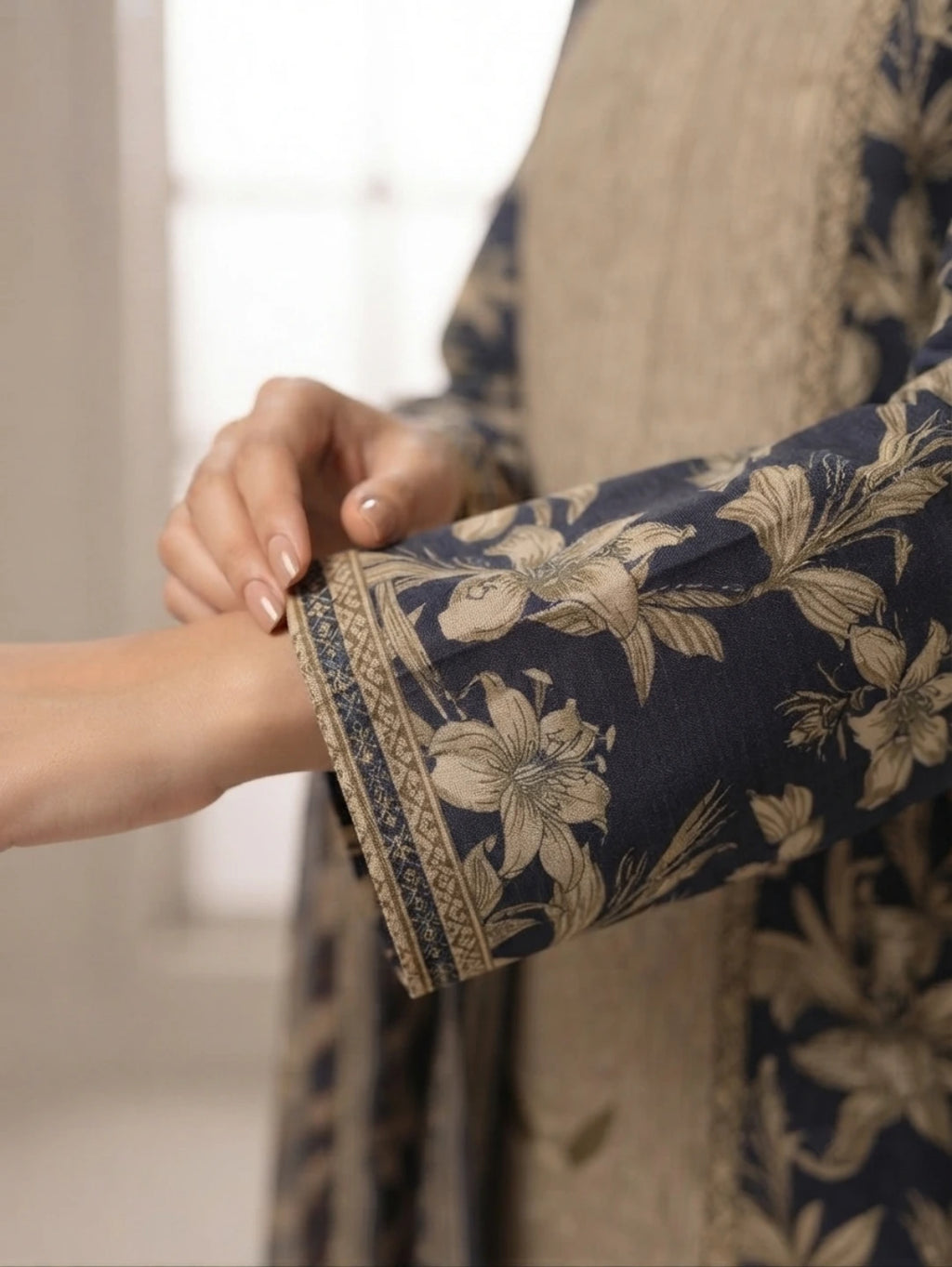 Midnight Elegance –  Premium Embroidered Lawn
