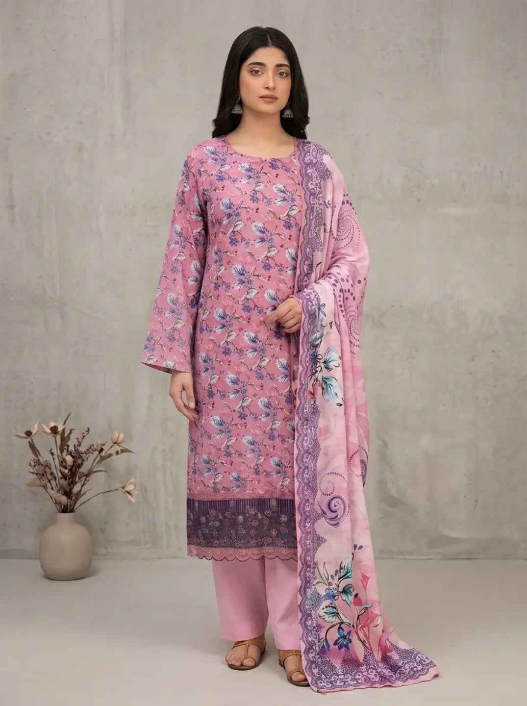Blush Lavender – Printed Lawn with Bottom Patch