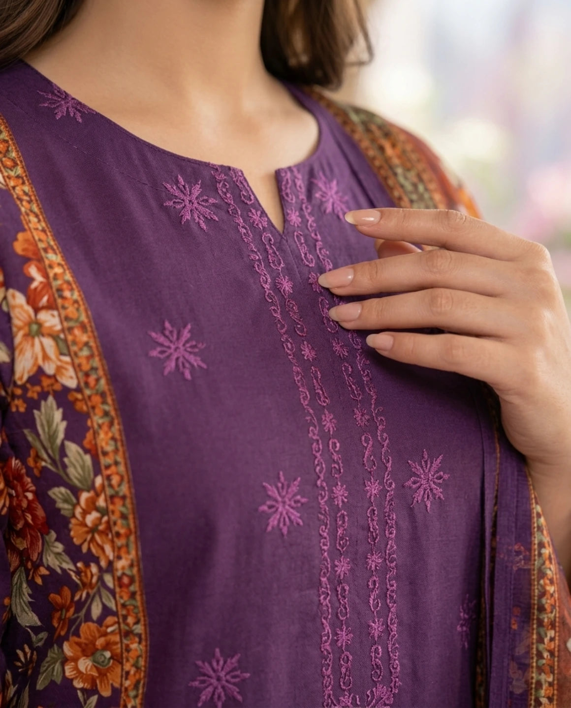 Purple Blossom –   Premium Embroidered Lawn