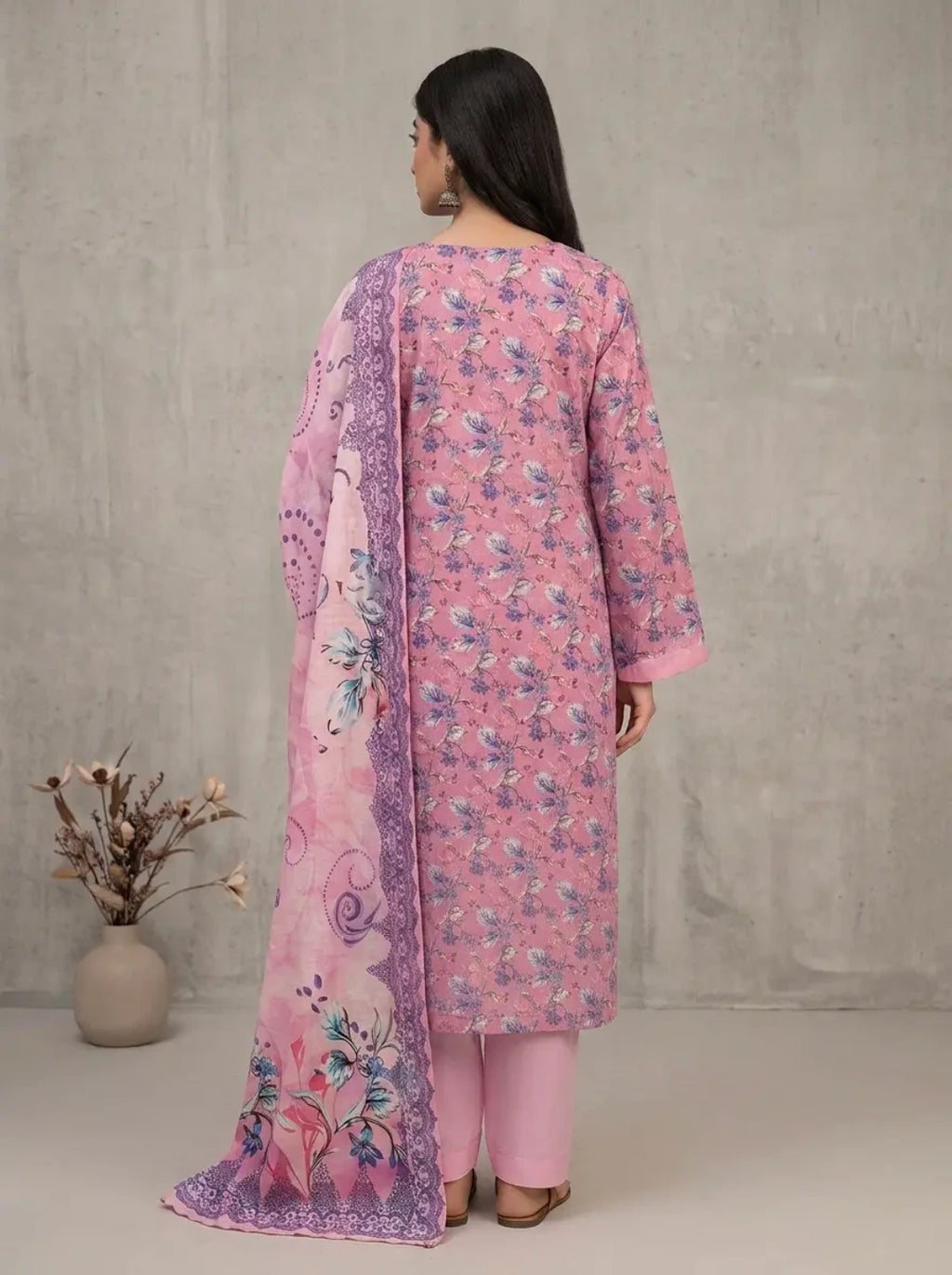 Blush Lavender – Printed Lawn with Bottom Patch