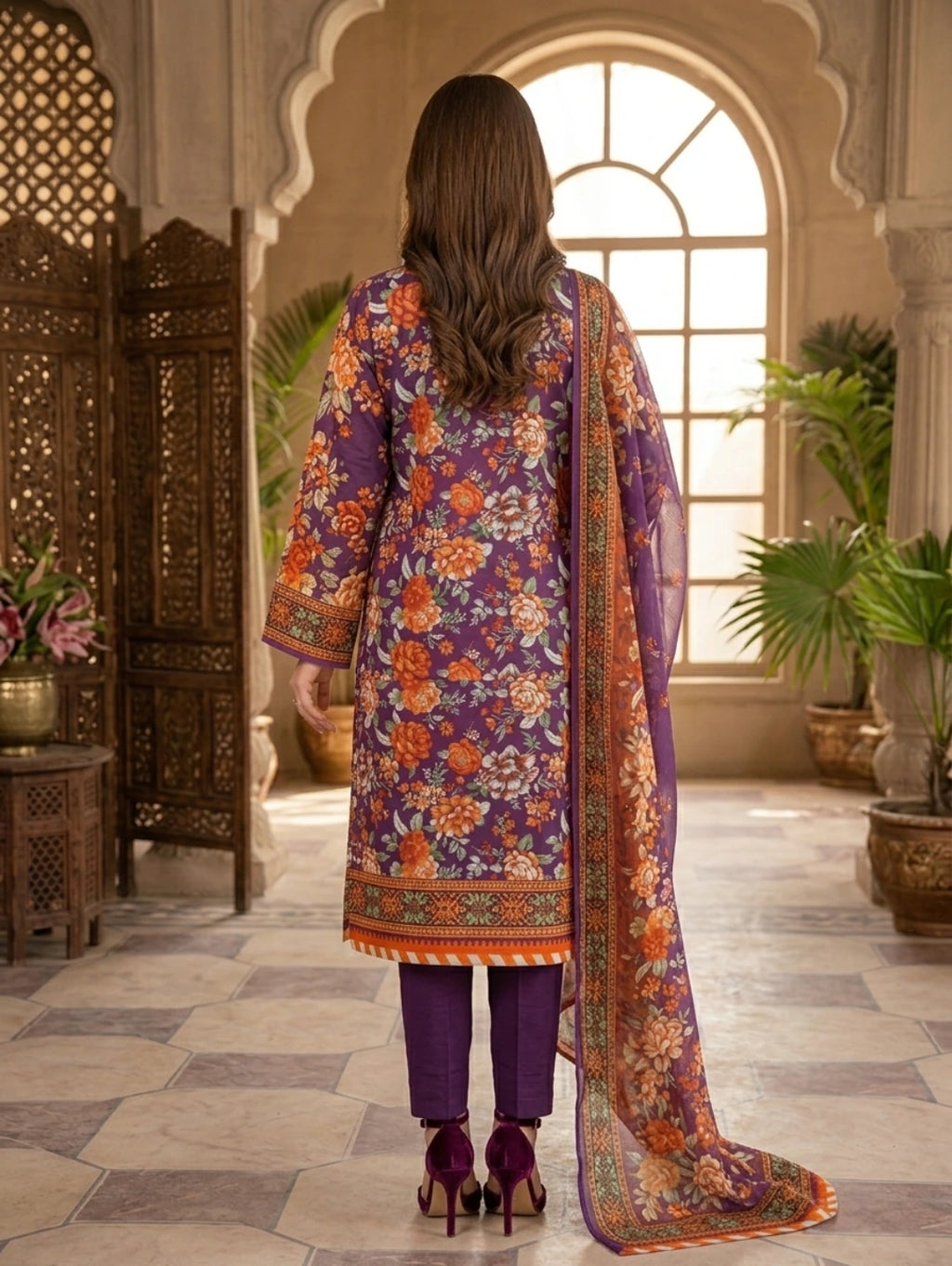 Purple Blossom –   Premium Embroidered Lawn
