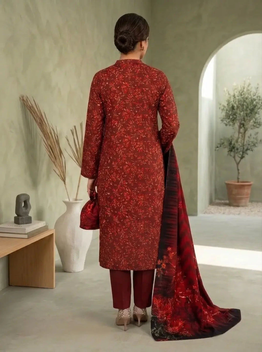 Ruby Garden – Printed Lawn with Bottom Patch