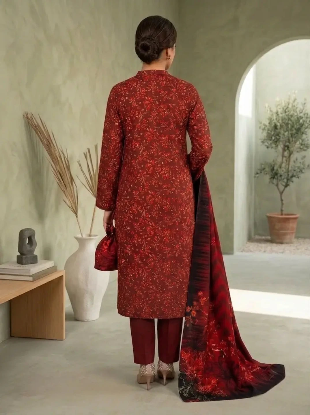 Ruby Garden – Printed Lawn with Bottom Patch